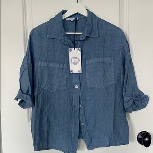 Tempo Paris Linen Shirt in Soft Blue